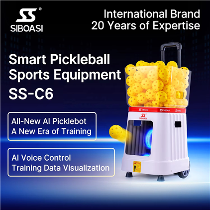 SIBOASI SS-C6 Durable Lightweight Portable Tennis Ball Machine ABS Remote Ball Thrower Trainer  Pickleball Serving Machine