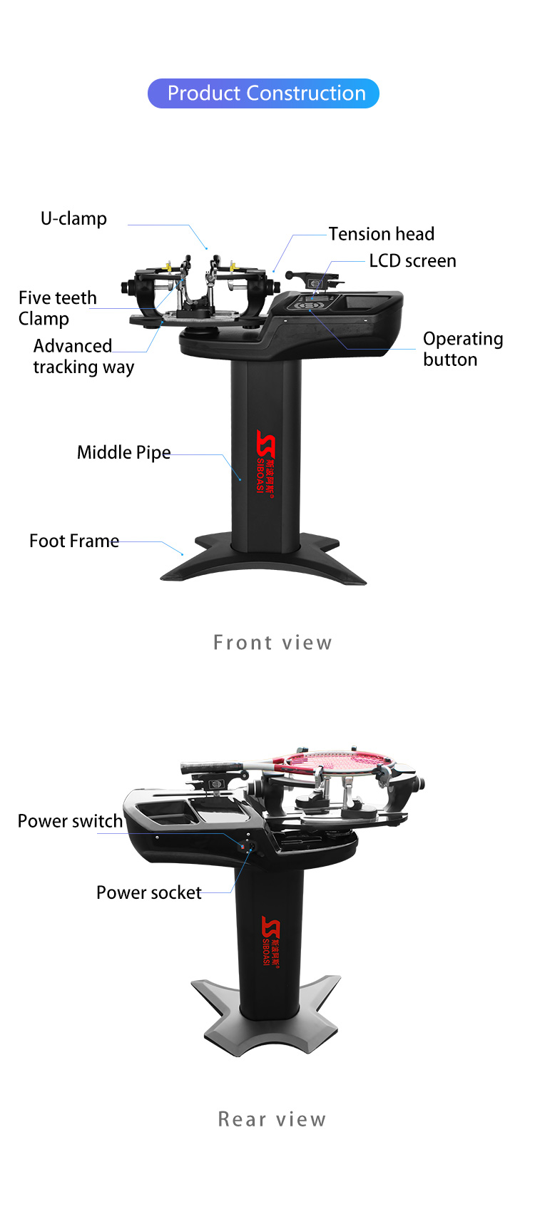 Siboasi S3169 Electronic Badminton Tennis Racket Stringing Machine 